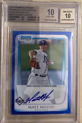 2011 MATT MOORE Bowman Chrome Blue Ref RC AUTO #/150 BGS Auto 10 Pristine! • $275