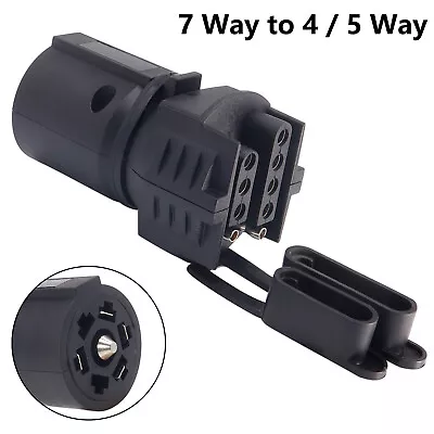 7 Way Round To 4/5 Pin Flat Trailer Wire Light Adapter Plug RV Tow Connector • $8.99