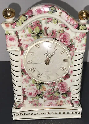 MAINSTAYS Home - Chintz Column Clock - Porcelain/ Gold Colored Accents Used • $12.99