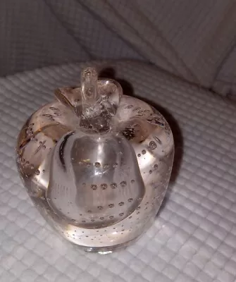 VTG Murano Clear Glass Apple Paperweight With Controlled Bubbles  Gorgeous • $17.99