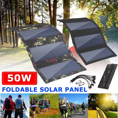 $26.99 • Buy Portable Solar Panel Phone Charger Battery USB Power Bank Camping Waterproof 5V