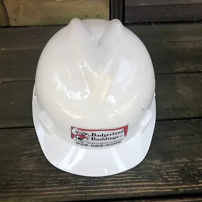 Badgerland Buildings Advertising MSA White V-Gard Medium Hard Hat L6 • $16.36