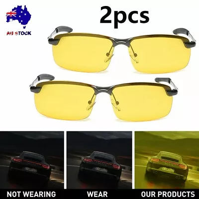 2X Mens Driving Sunglasses HD Night Vision Polarized Glasses Eyewear Outdoor U5 • $18.99