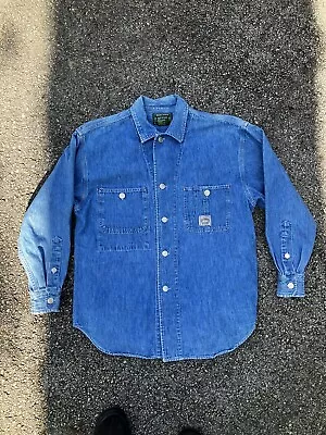 Polo Country Ralph Lauren Vintage Mens/Unisex Blue Denim Button Up Work Shirt M • $65