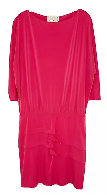 Nicole Miller Artelier Pink Blouson Top Ruched Pencil Cut Ponte Knit Dress Sz L • $29.99