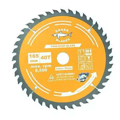 Shark Circular Saw Blade 165 X 40T Thin Kerf 1.6mm Ideal For Cordless Saws • £8.95