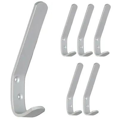 5 X WALL PEGS Silve Satin Chrome Hat DOUBLE ENDED Clothes Robe Door Hook Hanger • £5.20