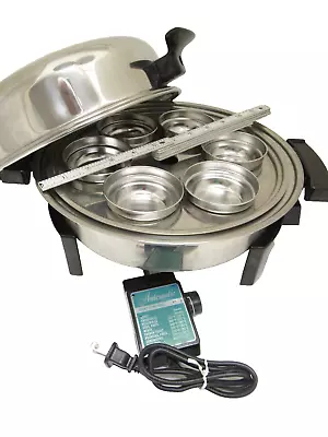 LIQUID OIL CORE 11  Electric Skillet  Stainless High Dome 6 Cup Egg Poacher • $63.72