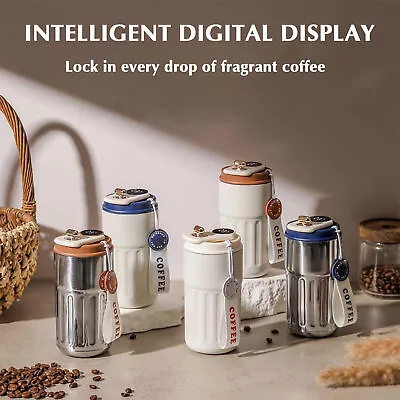 LED Insulated Travel Coffee Mug Cup Thermal Flask Vacuum Thermos-Stainless Steel • $17.09