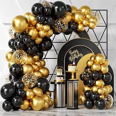 Bezente Black Gold Balloons Garland Kit 100Pcs And  • $23.41