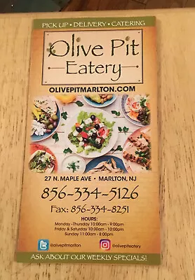 Olive Pit Eatery Menu Marlton New Jersey Maple Avenue Restaurant Mediterranean • $9.99