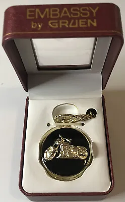 Embassy By Gruen Motorcycle Pocket Watch Black/ Gold  • $34.99