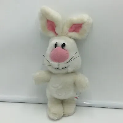 Vintage Wallace Berrie White Pink Bunny Rabbit Plush 10  Soft Toy Stuffed Animal • $23.99