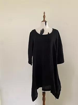 J Generation Black Linen 3/4 Sleeve Tunic Layering Top Size 12 • $48.30