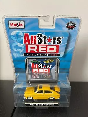 Maisto 1967 Volkswagen 1600 Fastback Allstars Red Exclusive Yellow • $10