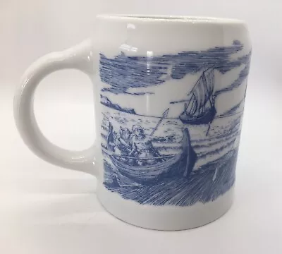 Blaer Iceland Pint Stein With Vikings Polar Bears Blue Print On Ceramic • $20