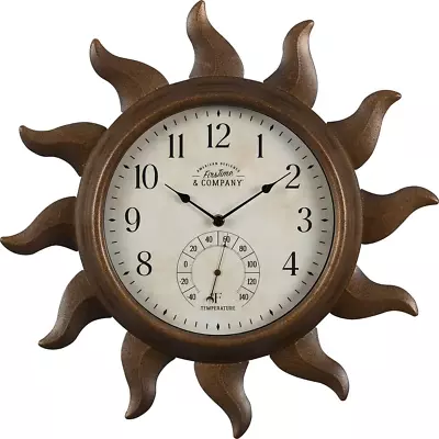 FirsTime & Co. Analog Wall Clock Aged Copper Sun-Shaped Frame Outdoor 19 In. W • $46.62