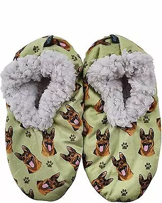 Comfies Womens German Shepherd Dog Slippers - Sherpa Lined Animal Print Booties • $14.49