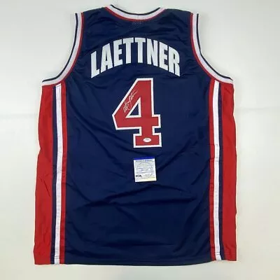 Autographed/Signed CHRISTIAN LAETTNER Team USA Olympics Blue Jersey JSA COA Auto • $109.99