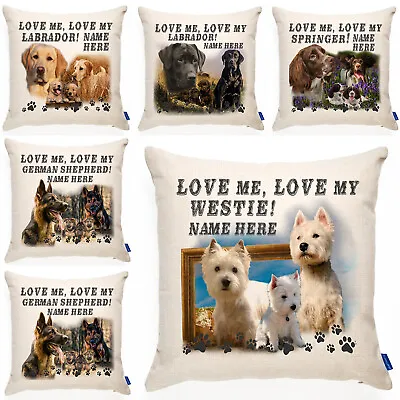 Personalised Dog Cushion Cover Love My Breed Pillow Birthday Christmas Gift • £12.95