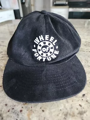 Vintage Wheel Of Fortune Black Denim Strapback Hat Mohr's Made In Bangladesh • $14.90