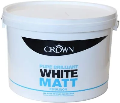 Crown Matt Emulsion White - Wall & Ceiling Paint  10 Litres • £25.09