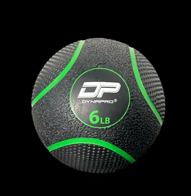 Dynapro 6 Lb Medicine Workout Exercise Heavy Duty Rubber Grip Ball Black Green • $22.99