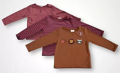 Next Girls Rust 3 Pack Woodland Character Long Sleeve Tops Age 12-18 Months New • £9.99