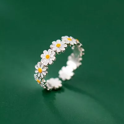 Fashion 925 Silver Plated Daisy Flower Open Rings Women Girl Jewelry Adjustable • $1.55