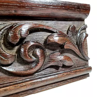 Scroll Leaf Wood Carving Pediment 20 In Antique French Architectural Salvage • $159