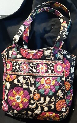 Vera Bradley Suzani Tote Bag Floral Pattern Black/purple/pink Quilted BOHO New • $32