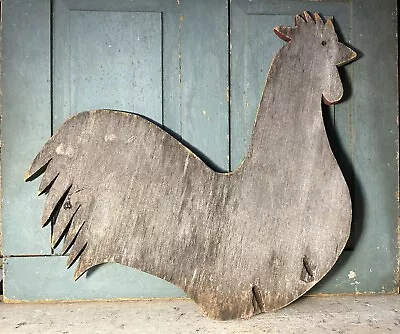 Antique Primitive Folk Art Wood Rooster Weathervane - Garden  Fragment Aafa • $175