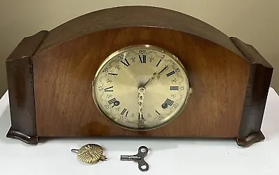 Vintage Tradition Mantle Shelf Clock Art Deco With Key Single Strike Chime • $199.99