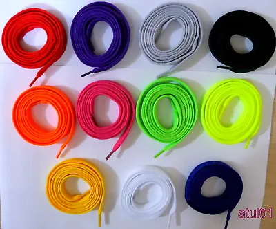  Flat Coloured Shoe Laces Colours Shoelaces Skate Football Boots Trainers NEW • £1.39