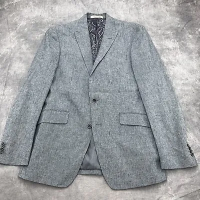 Joseph Abboud Blazer Men 40L Gray White Stripe JOE Linen Cotton Classic Jacket • $37.77