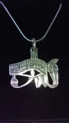 Eye Of Horus Necklace Solid Silver With 18  Solid Silver Snake Chain Gift Boxed. • £30.50