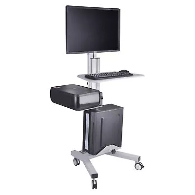 Aluminum PC Mobile Cart 4 Wheel Computer Monitor Stand Office Workstation School • $319.90