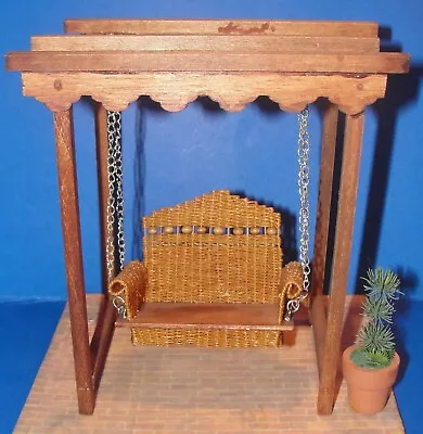 Dollhouse Artist Wicker Hand Woven Swing On Stand 1/12th • $39