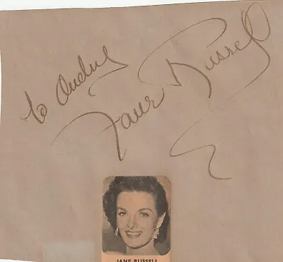 JANE RUSSELL Ink Signed Album Page With Pic *GENTLEMEN PREFER BLONDES W Marilyn • £7.50