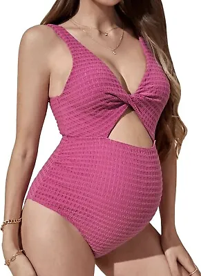 Milumia Women's Maternity Twist Cut Out One Piece Swimsuit Pink Size XL • $5.99