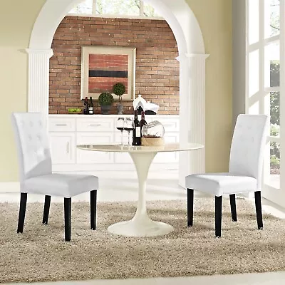 Modway Confer Dining Side Chair Vinyl Set Of 2 In White • $189.40