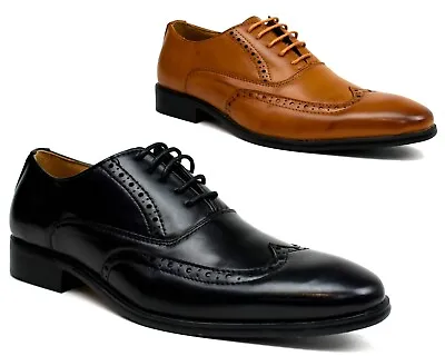 Mens Lace Up Formal Shoes Gents Brouges Office Work Wedding Outdoor UK Size 7-12 • £19.99