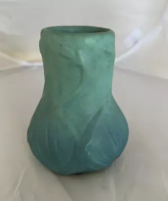 Van Briggle Pottery Vase Turquoise Ming Blue Vines Design Onion Bulb Shape • $80.10