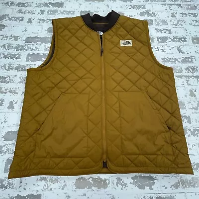 North Face Vest Men XXL 2XL Brown Puffer Jacket Sherpa Fleece Lined Cuchillo * • $59.91