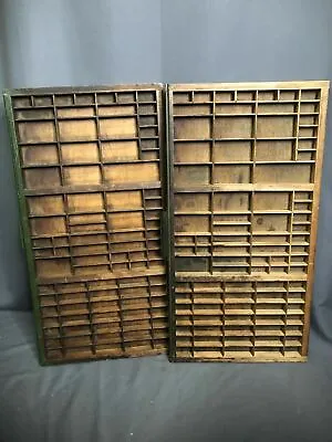 $312.44 • Buy Shadow Boxes Set Of Vintage Printer Type Set Case Wooden Tray Drawers Display