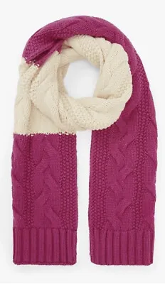 BNWT John Lewis Chunky Cable Knit Scarf Pink & Cream Rrp £35 • £8.25