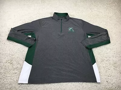 Michigan State Spartans Sweater Mens Large Gray College Lightweight 1/4 Zip Logo • $12.44