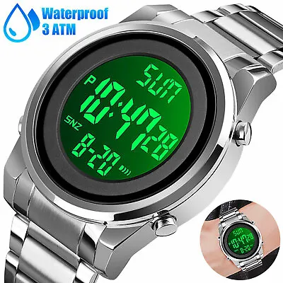 Waterproof Men's Watch Digital LED Electronic Sports Stainless Steel Wristwatch • $16.98