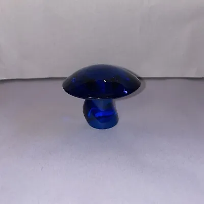 Viking Blue Bluenique Glass Mushroom Paperweight - 2” Tall • $125