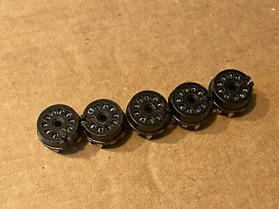 5 NOS Vintage Black Cinch 9-Pin PC BOARD MOUNT Vacuum Tube Sockets (Qty) • $15